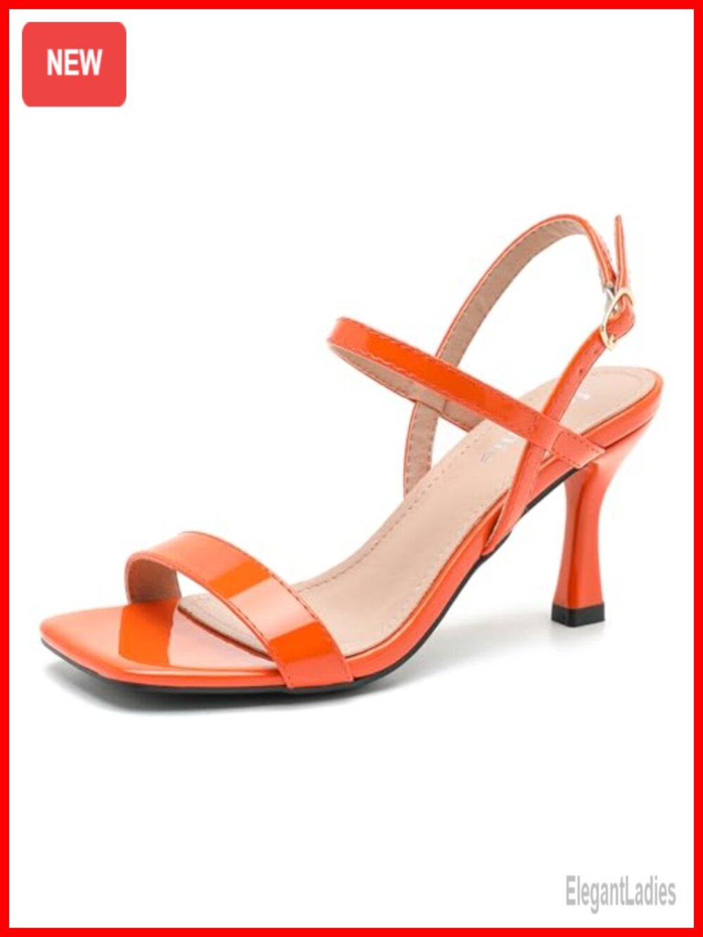 Kitten Heel Strappy Sandals Square Open Toe Slingback Ankle Strap Dress Heels